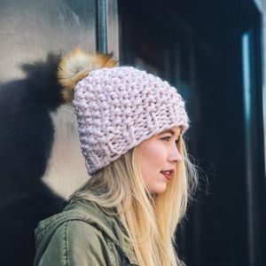 Chunky pink beanie